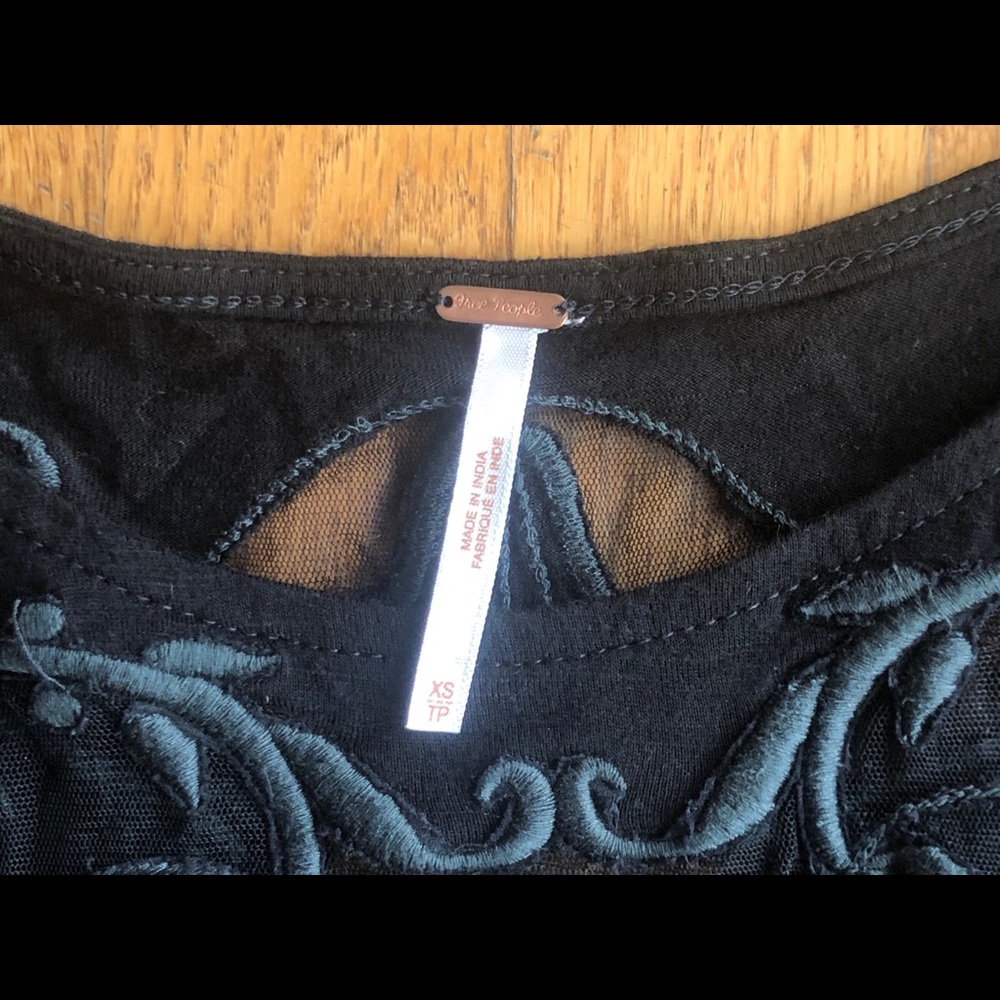 Free People Black Lace Cutout Top XS - Picture 2 of 7